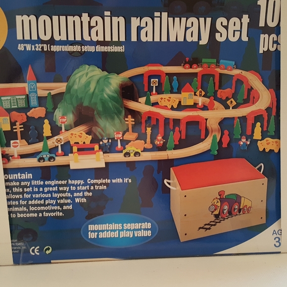 Mountain Railway Set 102 Wooden Pieces New in Original pack/TOYBOX by. Life Tree - Picture 1 of 12